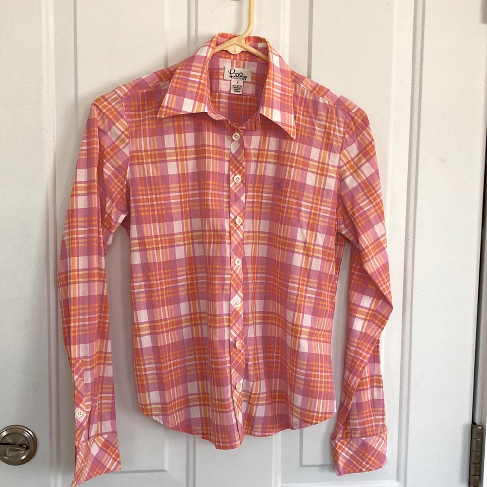 Lilly Pulitzer Plaid Long Sleeve Shirt Size 2